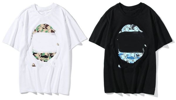 Été Hommes T-shirts Coton Lâche Requin Singe Respirant À Manches Courtes T-shirt Dessin Animé Lettrage Imprimé Couple Manches Courtes M-3XL T-shirts De Bain Hauts Vêtements 596