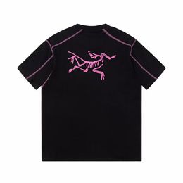 Zomerheren T-shirts Crewneck Oversize Letter Gedrukte schouderkussen Korte mouw met rug Skelet Top T-shirt Aziatische maat