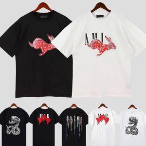 Été Hommes T-shirts Femmes Amaris Designer Imprimé Tops T-shirts Mode Homme T-shirt Qualité Coton Casual Manches Courtes Luxe Hip Hop Streetwear T-shirts AR Blanc