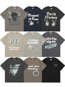 Zomer Heren t-shirtsx Gebroken t-shirts Planeet Cartoon schuimdruk mannen en vrouwen ronde hals losse korte mouwen S-XL i0cl #