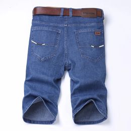 Summer Mens Thin Stretch Short Jeans Business Casual Blue Straightleg Cotton Denim Pantalon Calfreng Vêtements de marque masculine 240412