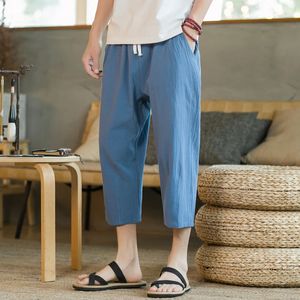 Pantalon pour hommes d'été pantalon décontracté en lin en lin streetwear droit 240415