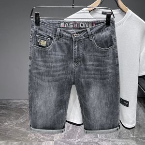 Zomerheren ultradunne denim shorts Chinese borduurwerk klassieke mode rechte shorts business casual short jeans man 240430