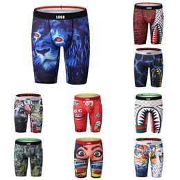 Summer MES Sous-pants prolongés sports à angle plat Sous-vêtements respirant et sueur massacre des hommes Sports sous-vêtements minces animaux à imprimé animal sous usure 3xl