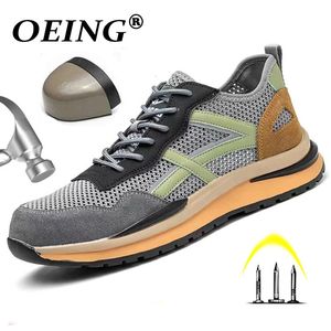 Summer Mesh Safe Breathable Safety Shoes Hombres de marca Sneakers Toe Toe Toe Boots de protección indestructible 231225