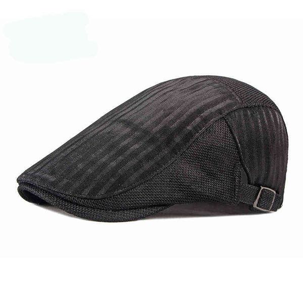 Été Mesh Chapeaux Pour Hommes Respirant Fishbone Bérets Plat Peak Caps Femmes Golf Conduite Net Sun Cap Journal Garçon Chapeau Réglable J220722