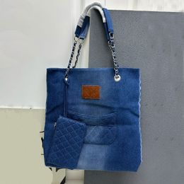 Zomer minimalistische denim tas ontwerper winkelen handtas mode casual grote capaciteit dames schouderkoppeling portemonnee luxe blauwe strandbakken