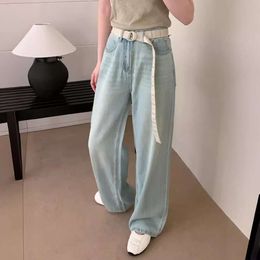 Été Pantalon de jambe droite en été minimaliste de couleur claire