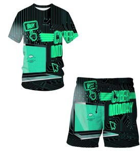 Tecnología móvil de verano en 3D impresión casual Men039s traje de manga corta shorts deportivos set 2206246469793