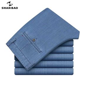 Pantalones vaqueros rectos finos de algodón cómodos de verano de alta calidad de lujo de negocios Casual ropa de marca de mezclilla para hombres 211108