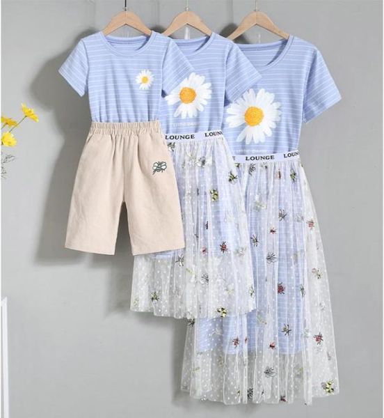 Summer Mère fille fils robe décontractée Robe Famille Matching Clothes3512682