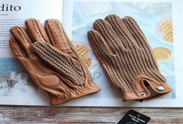 Gants de conduite en cuir d'équitation de moto d'été Men039s, gants de conducteur à Section fine sans doublure en peau de chèvre pour écran tactile 2112243651457