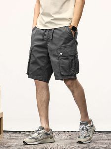 Summer Multi-poches Cargo Men Solid Military Streth Cotton Casual Casual Bermuda Shorts masculin Loose Loose Pantalon Short Pantalon