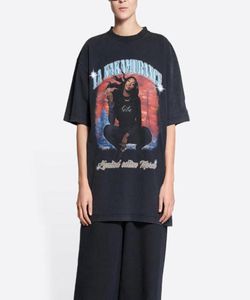 Zomermuziek Aya Nakamura Gedrukt T -shirt oversized vintage gewassen katoen t -shirts luxe mode Men Women High Street Leisure T1351622