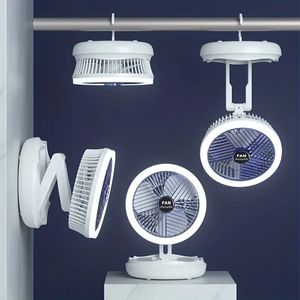 Summer Must-have Desktop Multifunctional Folding Fan Can Be Stored Night Light Small Fan Can Be Wall-mounted Rechargeable Rotating Ceiling Fan