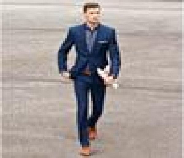 Été bleu marine hommes costumes 2018 costumes de mariage pour hommes doux mâle Blazers Slim Fit marié smoking veste décontractée 2 pièces bal Wear2366441