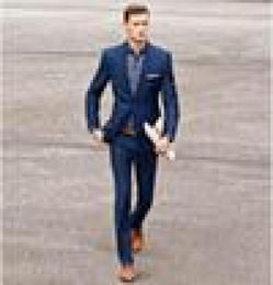 Été bleu marine hommes costumes 2019 costumes de mariage pour hommes doux hommes Blazers Slim Fit marié smoking veste décontractée 2 pièces vêtements de bal9199363