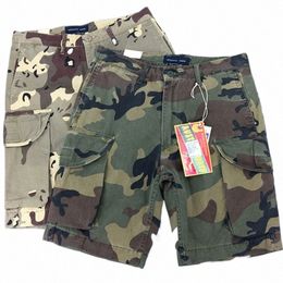 Novedad de verano, pantalones cortos Cargo de camuflaje de peso pesado Retro americano, pantalones cortos informales holgados de 5 puntos con múltiples bolsillos para hombre, U7A2 #
