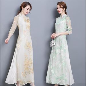 Été nouvelle arrivée vêtements traditionnels ao dai robes longueur genou robe orientale Femme Cheongsam vietnam qipao robe pour femmes291e