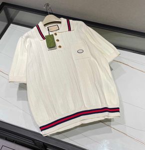 Été Nouvelle marque Designer Polos T-shirt Taille américaine T-shirt à tricoter Haute qualité Jacquard Coton Matériel Stripe Couture Design Hommes