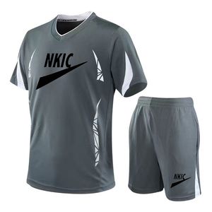 Été nouvelle marque hommes survêtements ensembles de sport 2 pièces décontracté hommes chemise à manches courtes Shorts course Fitness costume homme survêtement