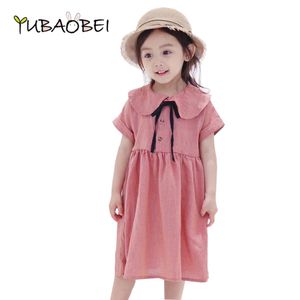 Été Nouveaux Vêtements Pour Enfants Rouge À Carreaux Enfants Robe Babygirl Collège Arcs Petite Belle Filles Belle Robe Q0716