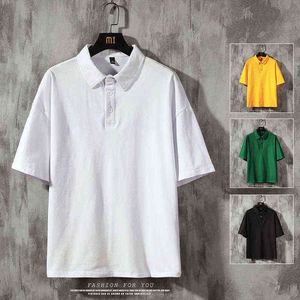 Zomer nieuwe klassieke heren polo shirts katoen zachte korte mouw polo shirts zwart wit geel groen 4xl 5xl g220512