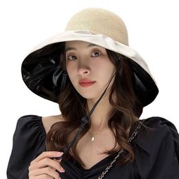 Zomer Nieuwe kleurenlijm vinyl boog zonnebrandcrème hoed visser hoed zon hoed dames hoge gevoel voor de zonnebaan hoed