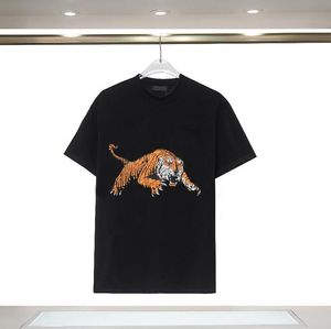 Été nouveau coton hommes T-Shirts Design impression tigre motif chaud col rond t-shirts décontractés bas haut mâle vêtements