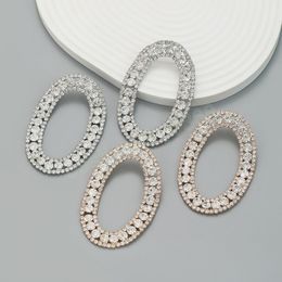 Été nouveau créatif métal strass ovale boucles d'oreilles mariée mariage fête bijoux femmes charme brillant accessoires cadeau