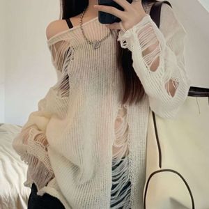 Sommer Neue Design Hohl Sonnencreme Pullover Weibliche Nische Iy2k Trend Süße und Würzige Wind Loch Lose Langarm Pullover