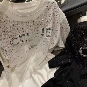 Été nouveau Design femmes col rond manches courtes rivets lettre motif strass brillant bling t-shirts décontractés en vrac SML