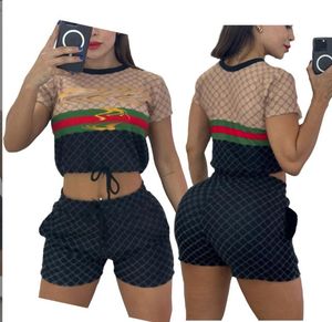 Summer nuevo diseñador de chándal para mujeres pantalones cortos de camiseta de lujo traje casual de 2 piezas Traje deportivo J2968