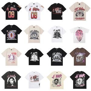 Été nouvelle mode hellstar hommes femme t-shirt graphique t-shirt vêtements tout-match hipster tissu lavé rue graffiti lettrage feuille impression Vintage t-shirt