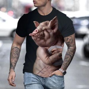 Zomer Nieuw knappe diergiraf Leuke hond trend 3D digitale print casual heren t-shirt persoonlijkheid creatief shirt met korte mouwen