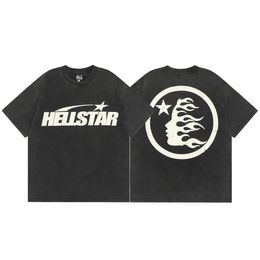 Zomer Nieuwe Hellstar Heren En Dames T-shirt Y2K Gedrukt Patroon Grote Hip Hop Ademend En Comfortabel 240112