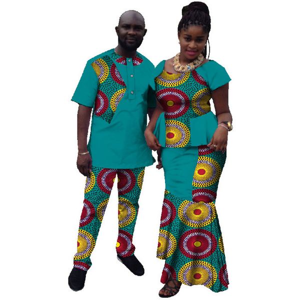 Novedad de verano, gran oferta, ropa a juego para parejas, trajes informales de colores contrastantes para parejas, ropa africana para parejas para amantes WYQ10