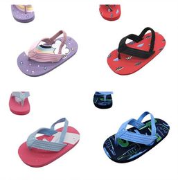 Summer New Kids Slippers Cartoon Impresión Flip-flop Sandalias de desgaste transpirables zapatos de playa para niños