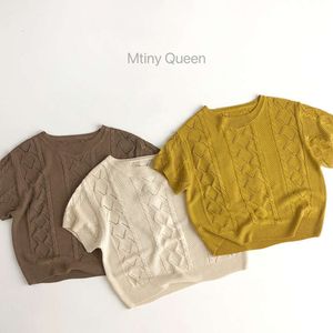 T-shirts à demi-gémités pour enfants à demi-manche en maille coton pour garçons et filles Cool Boys et filles Prilleurs tricotés L2405