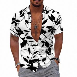 Été Nouveaux chemises pour hommes Hawaii Beach Vacati Chemises pour hommes Lâche Respirant Manches courtes Tops Surdimensionnés Vêtements pour hommes Camisa k1J7 #