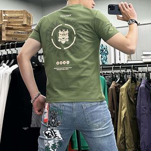 Été nouveau T-shirt pour hommes Dragon dessin animé imprimé coupe ajustée élastique personnalisé beau coton mercerisé hommes t-shirts hauts vêtements