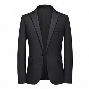 Veste de costume mince pour hommes, nouvelle collection d'été, couleur pure, Busin, manteau décontracté, coupe cintrée, Tuxedo Dr Homme K5Dt #