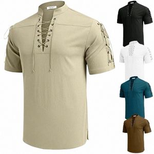 Zomer Nieuwe mannen V-hals shirt mannen Korte Mouwen T-shirt Cott en Linnen Led Casual mannen T-shirt Shirt Mannelijke Ademende tops l3Gq #