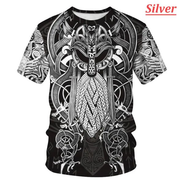 Summer New Men's Viking Tattoo Camiseta 3D Impresión Harajuku Patrón de águila Diseño Urbano Ocio urbano Floja Contador Amentable Agrandado