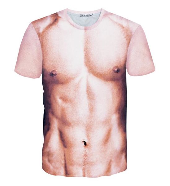 Summer Nuevo hombre Funny Funny 3D Muscle T Shirt Tops Personalidad desnuda Camisetas para hombres Mujeres Sexy Man Nude Tshirt Homme Whole5804525