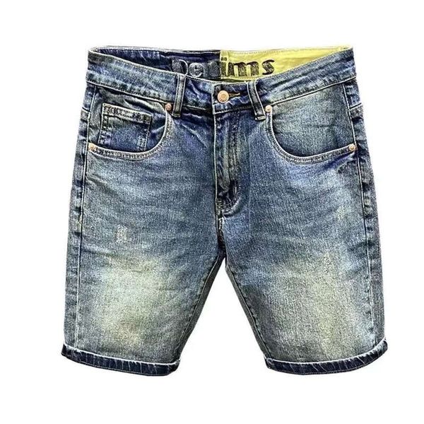 Nuevos pantalones cortos de mezclilla minimalistas de verano, capris elásticos ajustados de la versión coreana de moda para hombres, pantalones medianos casuales y versátiles, pantalones para hombres