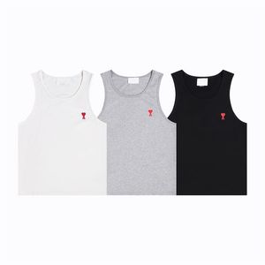 Zomer nieuwe miTees ronde hals klein hart geborduurd ronde hals puur katoen mouwloze heren- en dames T-shirts vest trui sport korte mouwen T-shirt topkleding