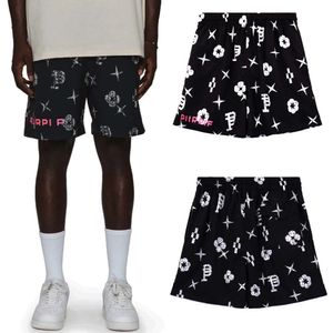 Zomer nieuwe niche street paarse volle print klassiek geprinte shorts met rechte mouwen voor mannen en vrouwen