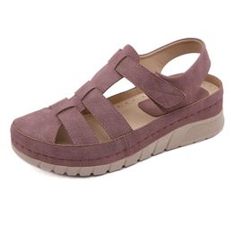 Novedad de verano, sandalias de tacón medio con cuña para exteriores para mujer, sandalias deportivas antideslizantes, sandalias ligeras de fondo suave para mujer, sandalias de talla grande para mujer 2021