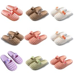 Été Nouveau produit Slippers Designer For Women Chaussures Green Blanc Rose rose orange Baotou Flat Bottom Bow Sandals Fashion-010 Womens Flat Tlides Gai Outdoor Shoes